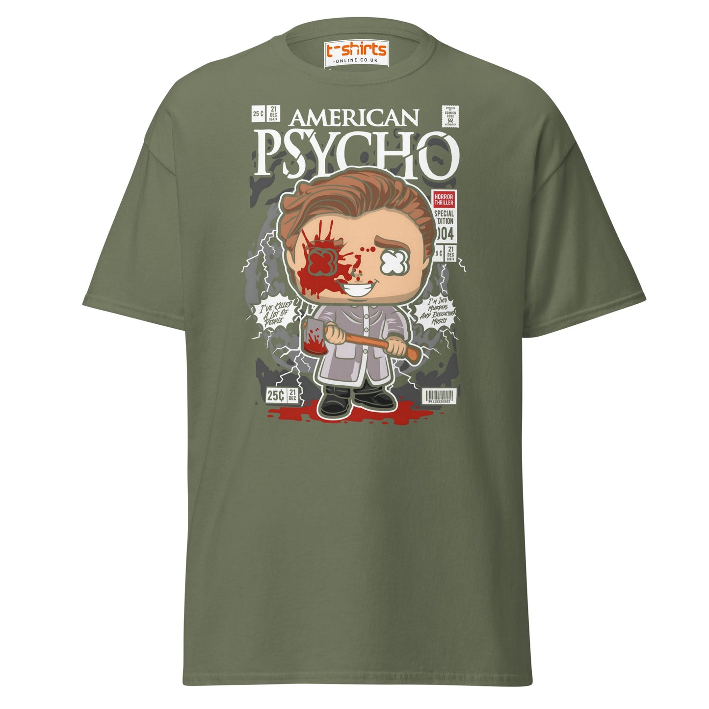 American Psycho T-Shirt | Patrick Bateman Horror Tee - Military Green - T-Shirts Online