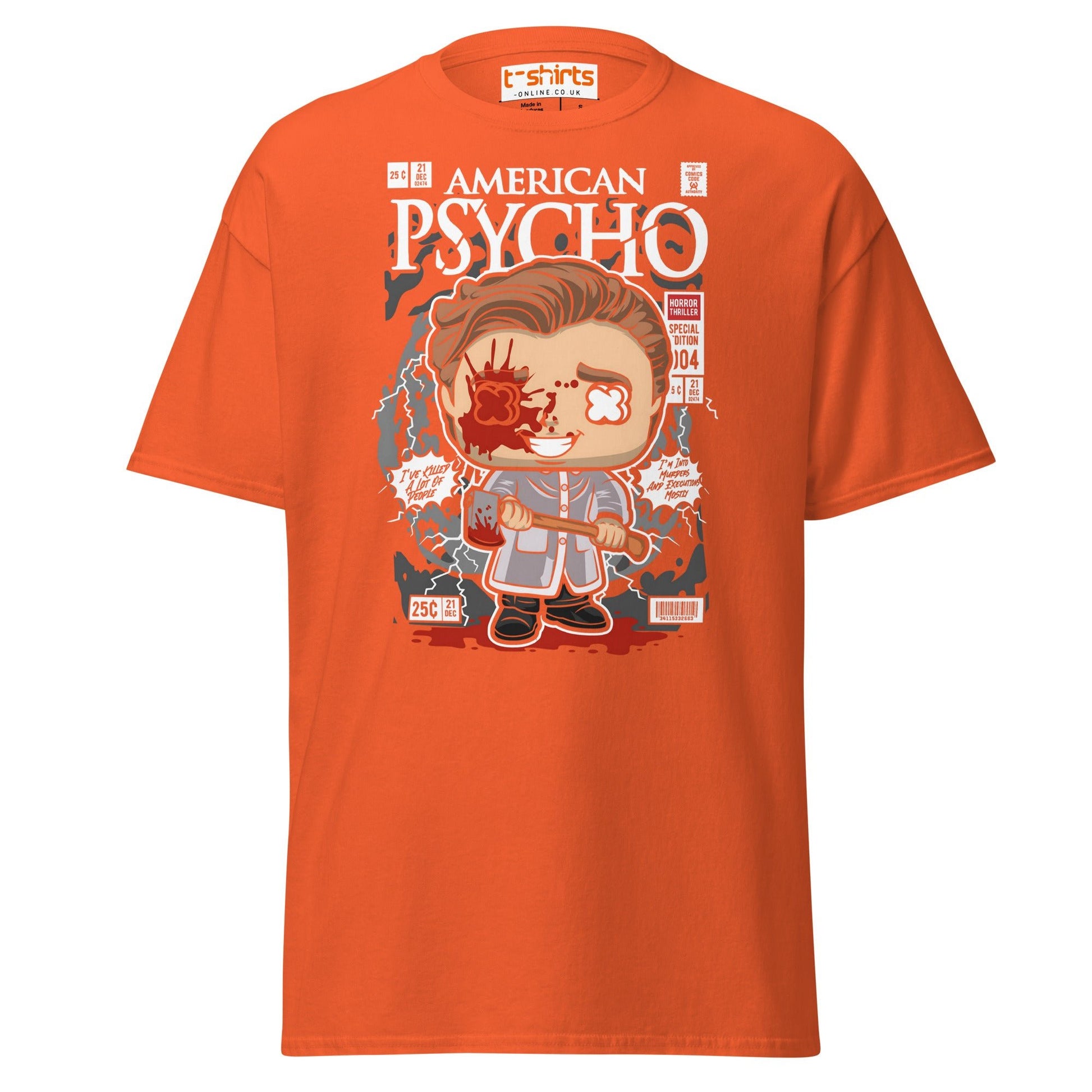 American Psycho T-Shirt | Patrick Bateman Horror Tee - Orange - T-Shirts Online
