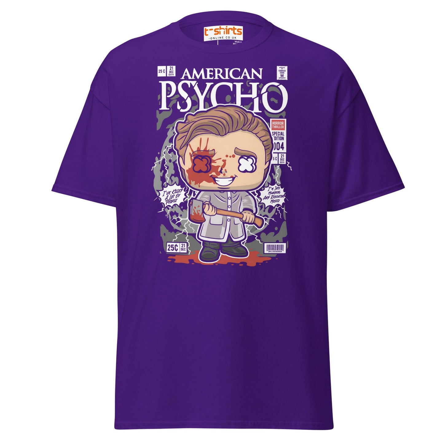American Psycho T-Shirt | Patrick Bateman Horror Tee - Purple - T-Shirts Online