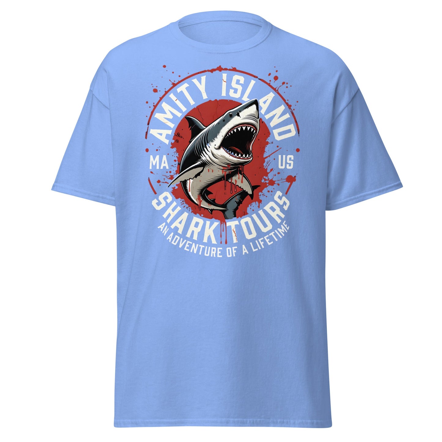 Amity Island Shark Tours T-Shirt - Jaws Inspired Horror Tee - Carolina Blue - T-Shirts Online