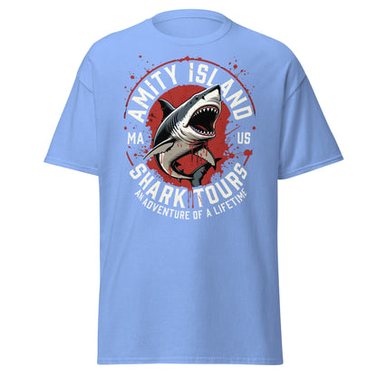 Amity Island Shark Tours T-Shirt - Jaws Inspired Horror Tee - Carolina Blue - T-Shirts Online