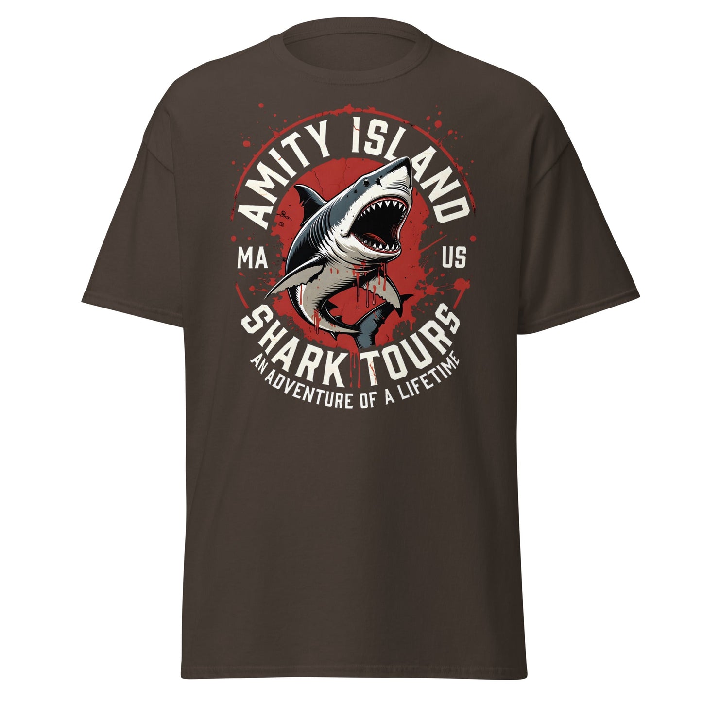 Amity Island Shark Tours T-Shirt - Jaws Inspired Horror Tee - Dark Chocolate - T-Shirts Online