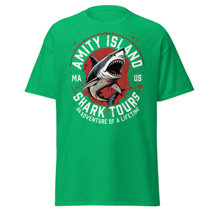 Amity Island Shark Tours T-Shirt - Jaws Inspired Horror Tee - Irish Green - T-Shirts Online