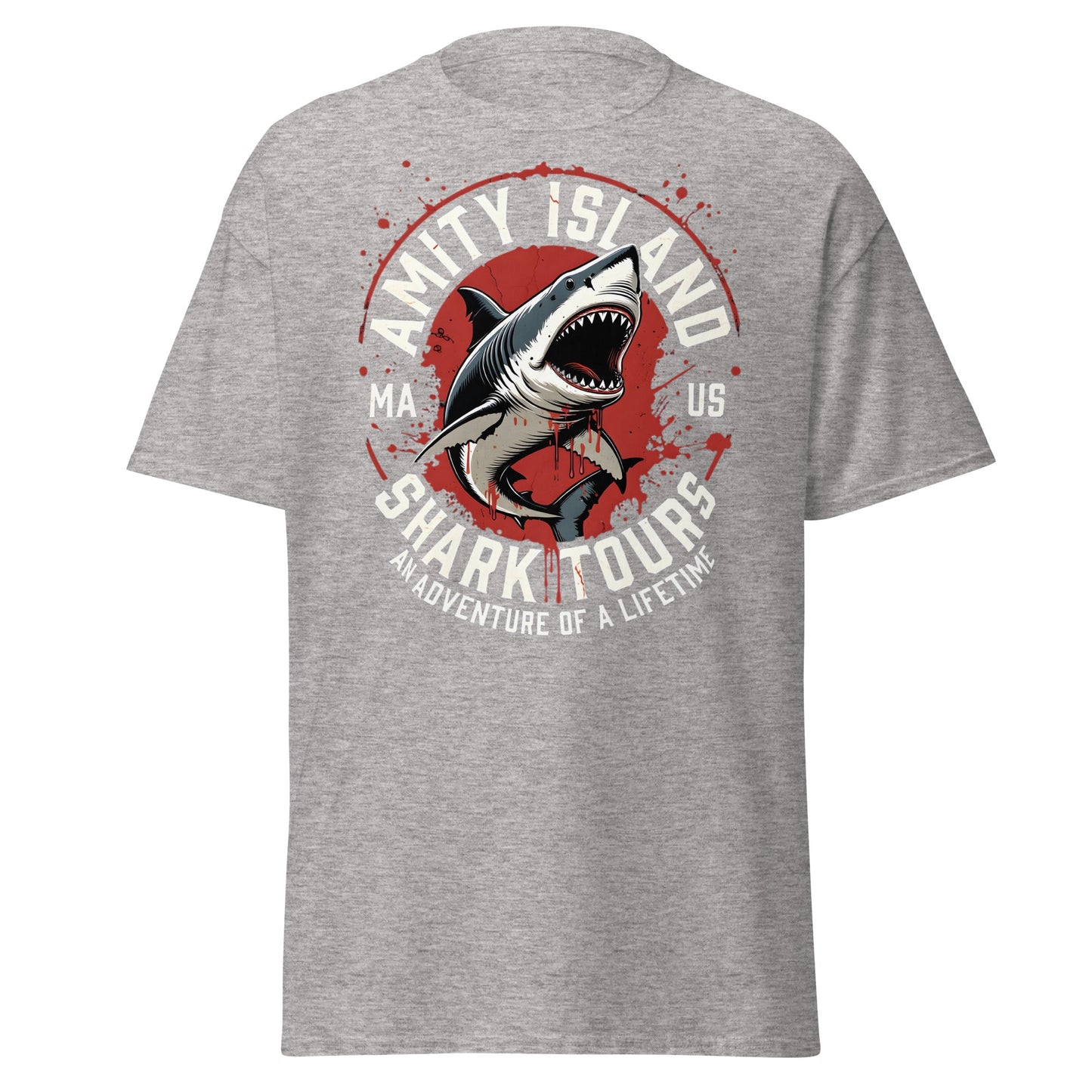 Amity Island Shark Tours T-Shirt - Jaws Inspired Horror Tee - Sport Grey - T-Shirts Online