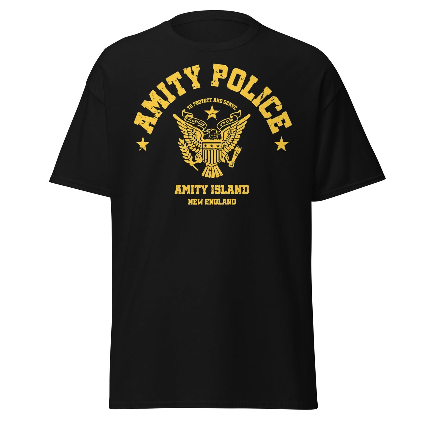 Amity Police T-Shirt – Jaws Movie Amity Island Tee - Black - T-Shirts Online