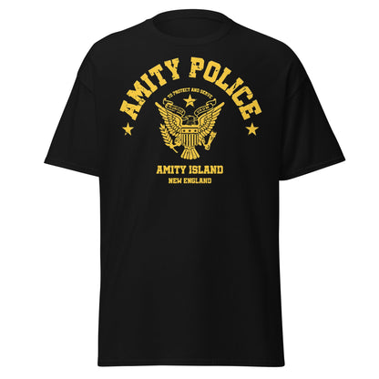 Amity Police T-Shirt – Jaws Movie Amity Island Tee - Black - T-Shirts Online