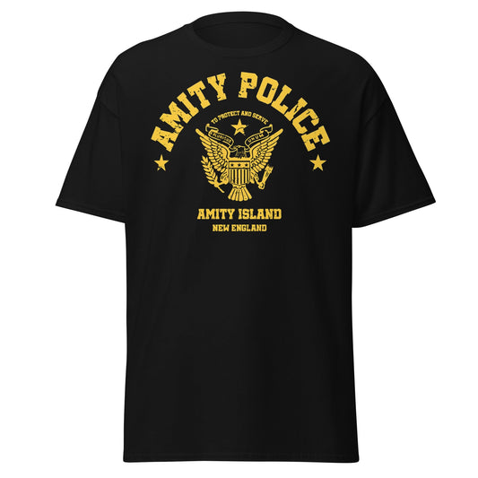 Amity Police T-Shirt – Jaws Movie Amity Island Tee - Black - T-Shirts Online