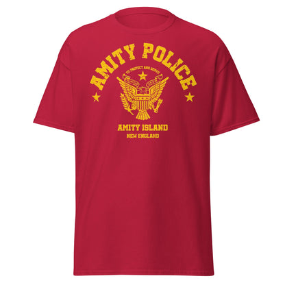 Amity Police T-Shirt – Jaws Movie Amity Island Tee - Cardinal - T-Shirts Online