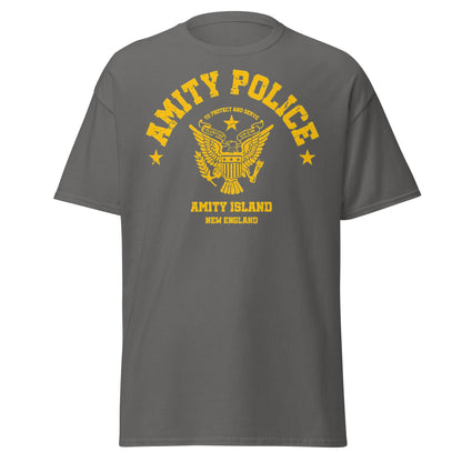Amity Police T-Shirt – Jaws Movie Amity Island Tee - Charcoal - T-Shirts Online