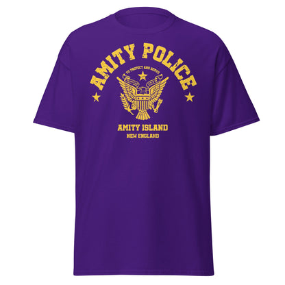 Amity Police T-Shirt – Jaws Movie Amity Island Tee - Purple - T-Shirts Online