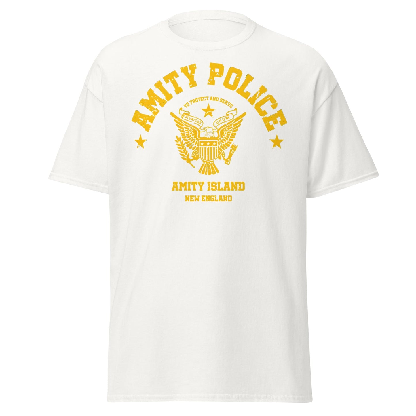 Amity Police T-Shirt – Jaws Movie Amity Island Tee - White - T-Shirts Online