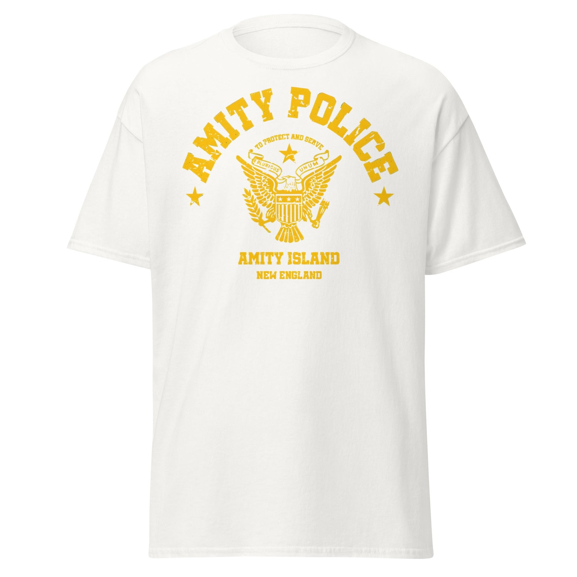 Amity Police T-Shirt – Jaws Movie Amity Island Tee - White - T-Shirts Online