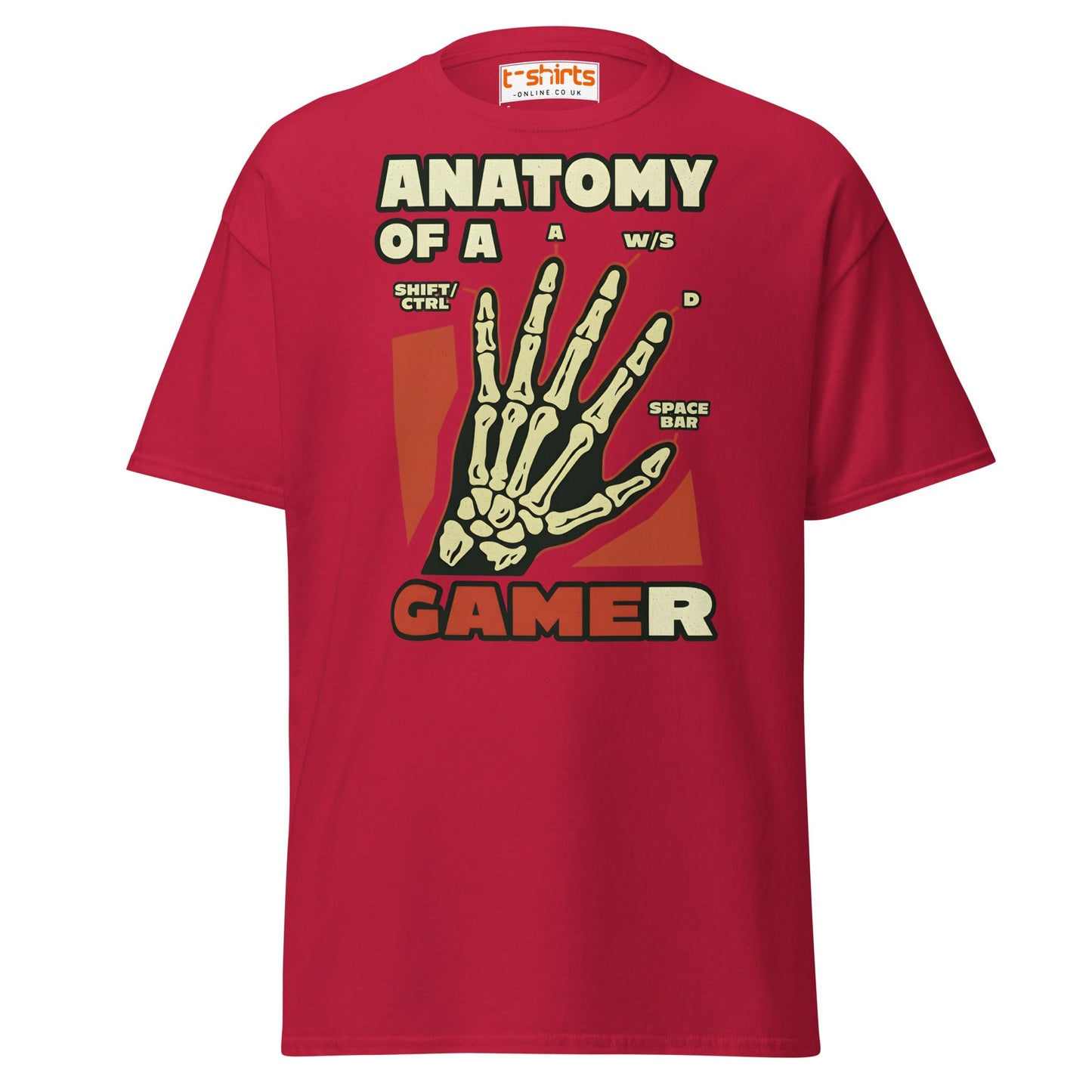 Anatomy of a Gamer T-Shirt | Funny Gaming Skeleton Tee - Cardinal - T-Shirts Online