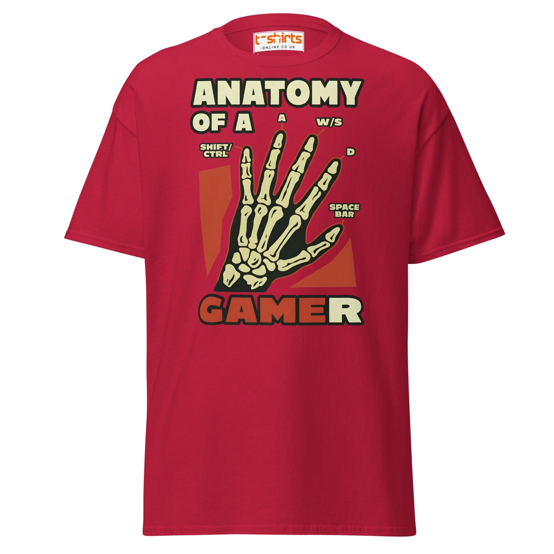 Anatomy of a Gamer T-Shirt | Funny Gaming Skeleton Tee - Cardinal - T-Shirts Online