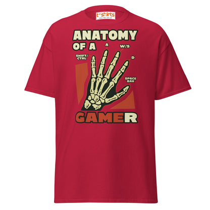 Anatomy of a Gamer T-Shirt | Funny Gaming Skeleton Tee - Cardinal - T-Shirts Online