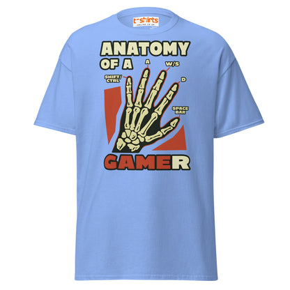 Anatomy of a Gamer T-Shirt | Funny Gaming Skeleton Tee - Carolina Blue - T-Shirts Online