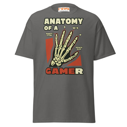Anatomy of a Gamer T-Shirt | Funny Gaming Skeleton Tee - Charcoal - T-Shirts Online