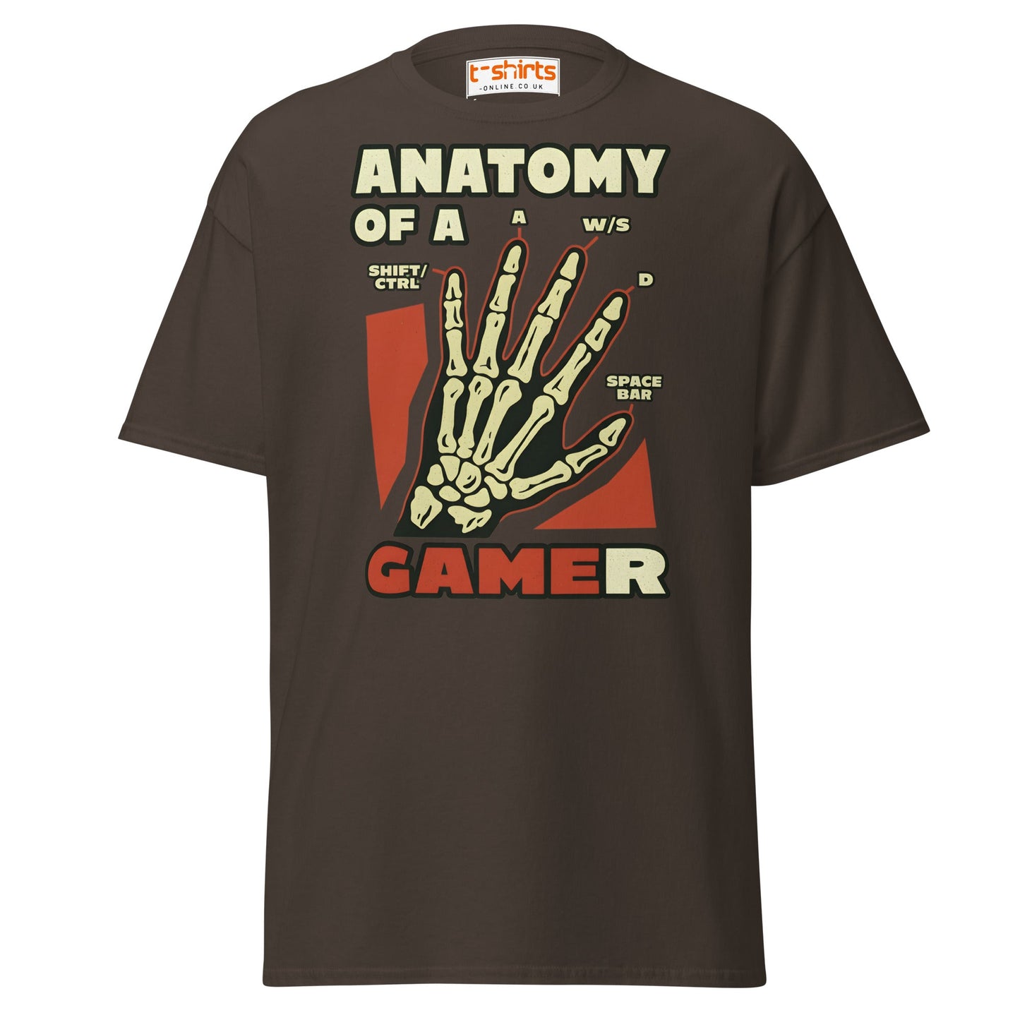 Anatomy of a Gamer T-Shirt | Funny Gaming Skeleton Tee - Dark Chocolate - T-Shirts Online