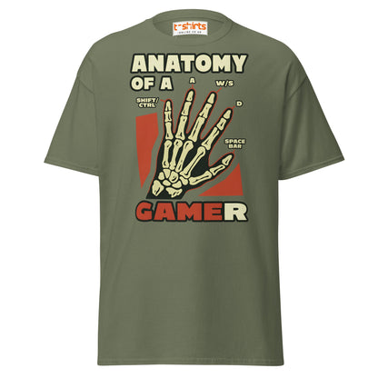Anatomy of a Gamer T-Shirt | Funny Gaming Skeleton Tee - Military Green - T-Shirts Online