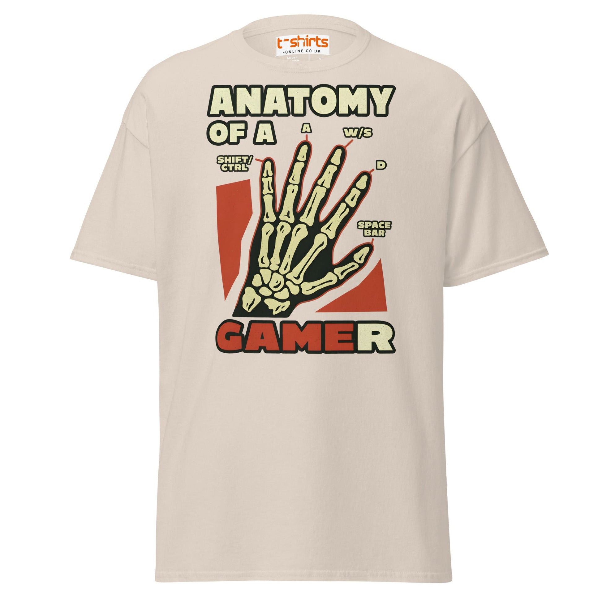 Anatomy of a Gamer T-Shirt | Funny Gaming Skeleton Tee - Natural - T-Shirts Online