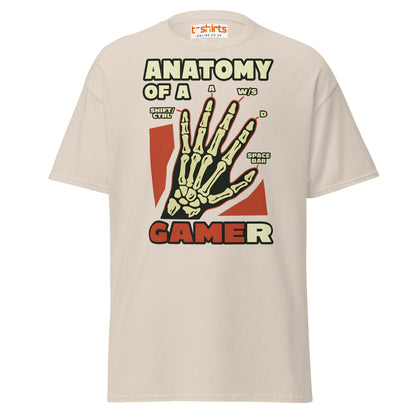 Anatomy of a Gamer T-Shirt | Funny Gaming Skeleton Tee - Natural - T-Shirts Online