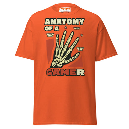 Anatomy of a Gamer T-Shirt | Funny Gaming Skeleton Tee - Orange - T-Shirts Online