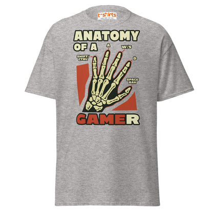Anatomy of a Gamer T-Shirt | Funny Gaming Skeleton Tee - Sport Grey - T-Shirts Online