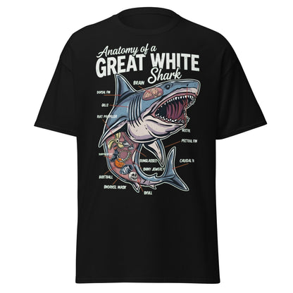 Anatomy of a Great White Shark Funny Graphic T-Shirt - Black - T-Shirts Online