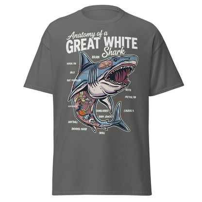 Anatomy of a Great White Shark Funny Graphic T-Shirt - Charcoal - T-Shirts Online
