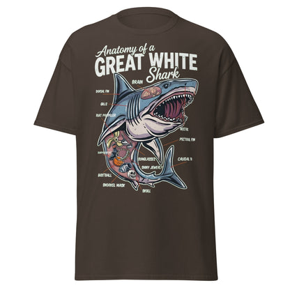 Anatomy of a Great White Shark Funny Graphic T-Shirt - Dark Chocolate - T-Shirts Online
