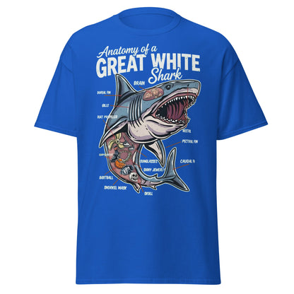 Anatomy of a Great White Shark Funny Graphic T-Shirt - Royal - T-Shirts Online