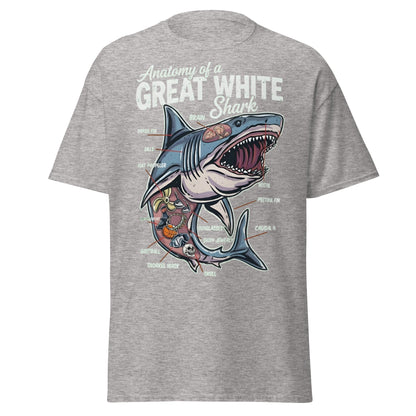 Anatomy of a Great White Shark Funny Graphic T-Shirt - Sport Grey - T-Shirts Online
