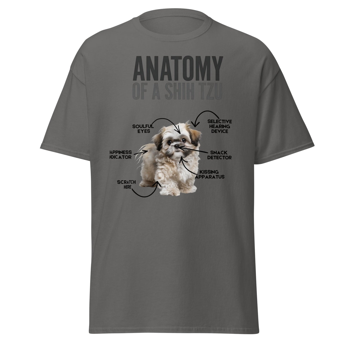 Anatomy of a Shih Tzu T-Shirt – Funny Dog Lover Tee - Charcoal - T-Shirts Online