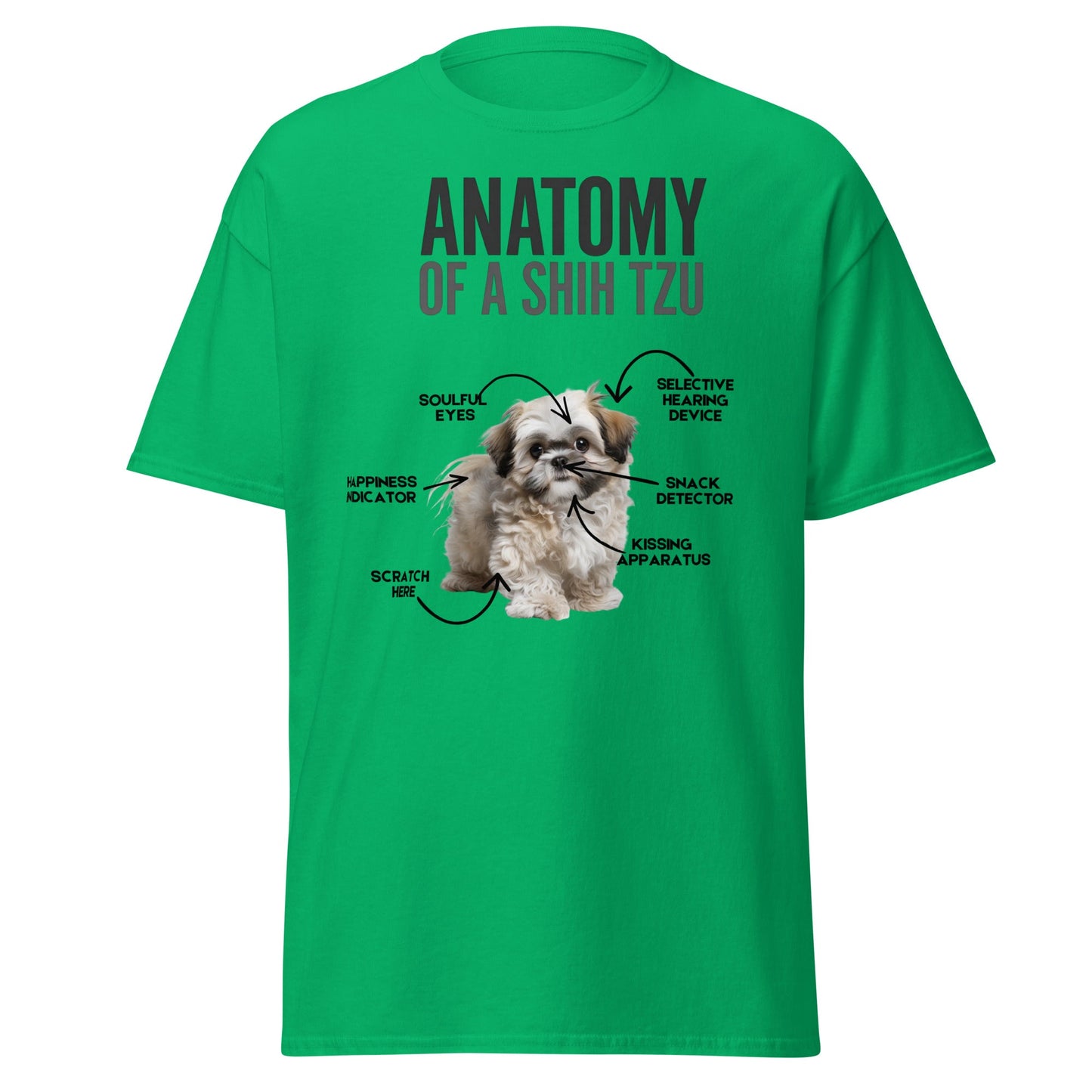 Anatomy of a Shih Tzu T-Shirt – Funny Dog Lover Tee - Irish Green - T-Shirts Online