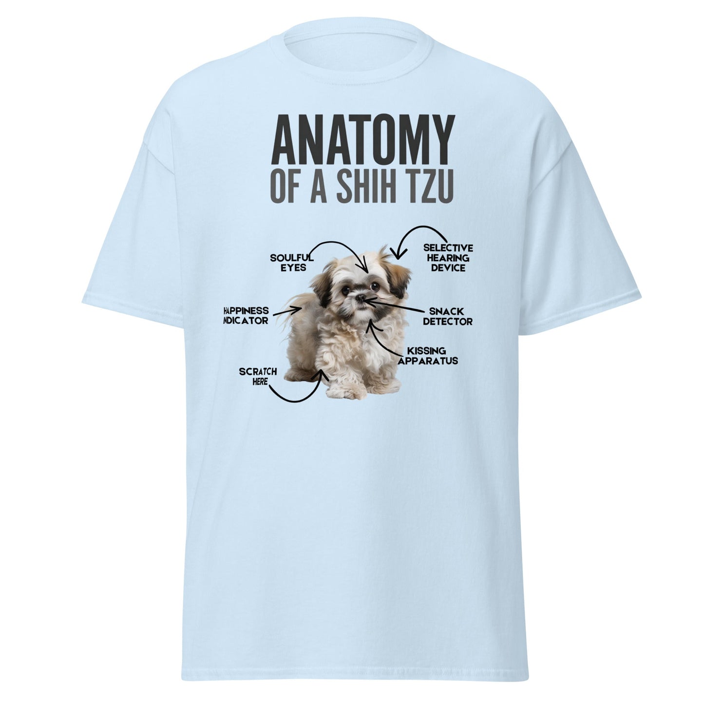 Anatomy of a Shih Tzu T-Shirt – Funny Dog Lover Tee - Light Blue - T-Shirts Online