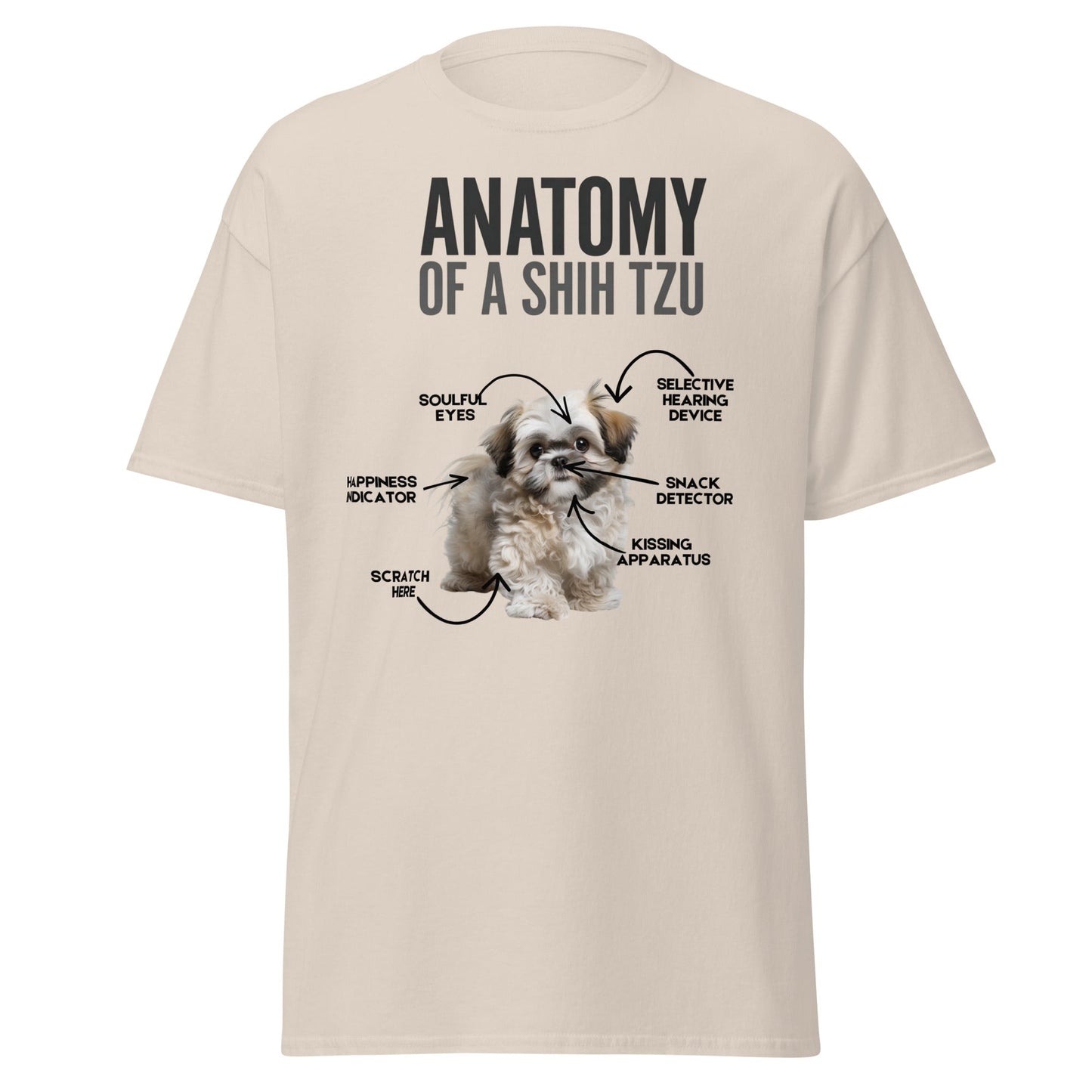 Anatomy of a Shih Tzu T-Shirt – Funny Dog Lover Tee - Natural - T-Shirts Online