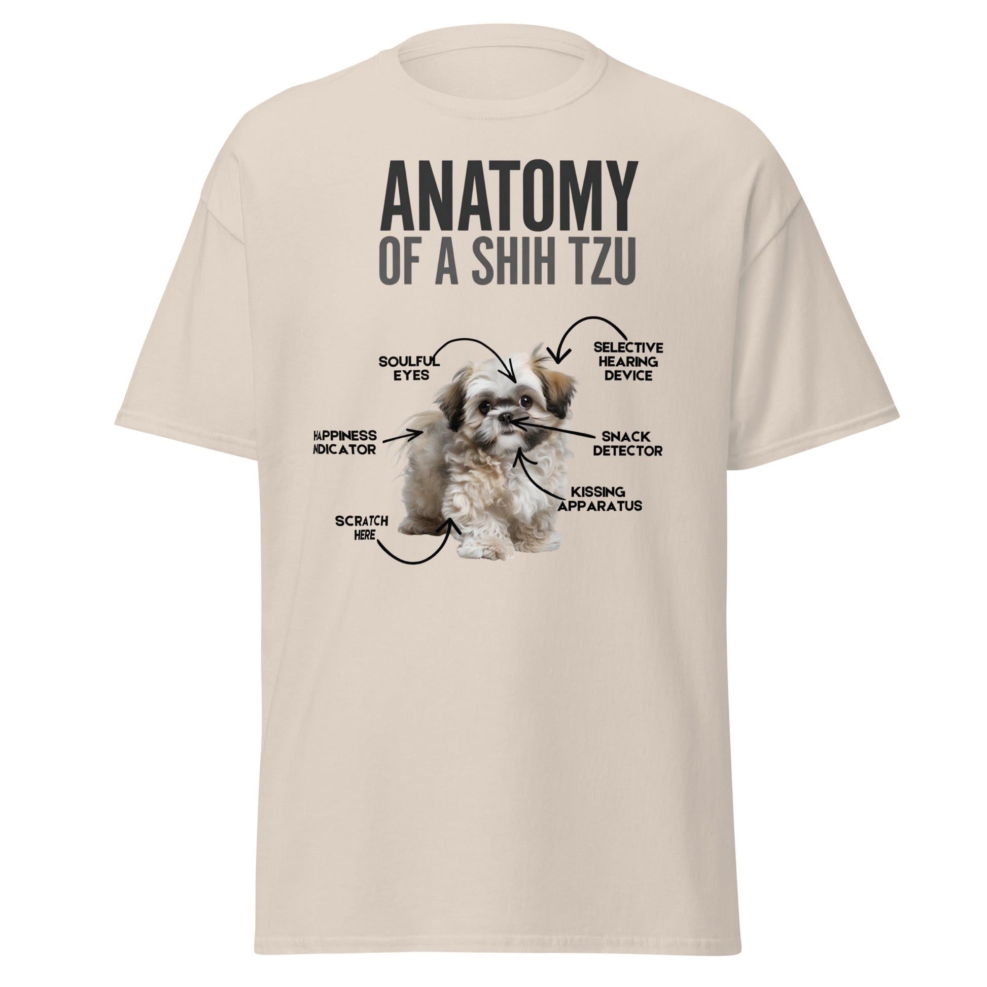 Anatomy of a Shih Tzu T-Shirt – Funny Dog Lover Tee - Natural - T-Shirts Online