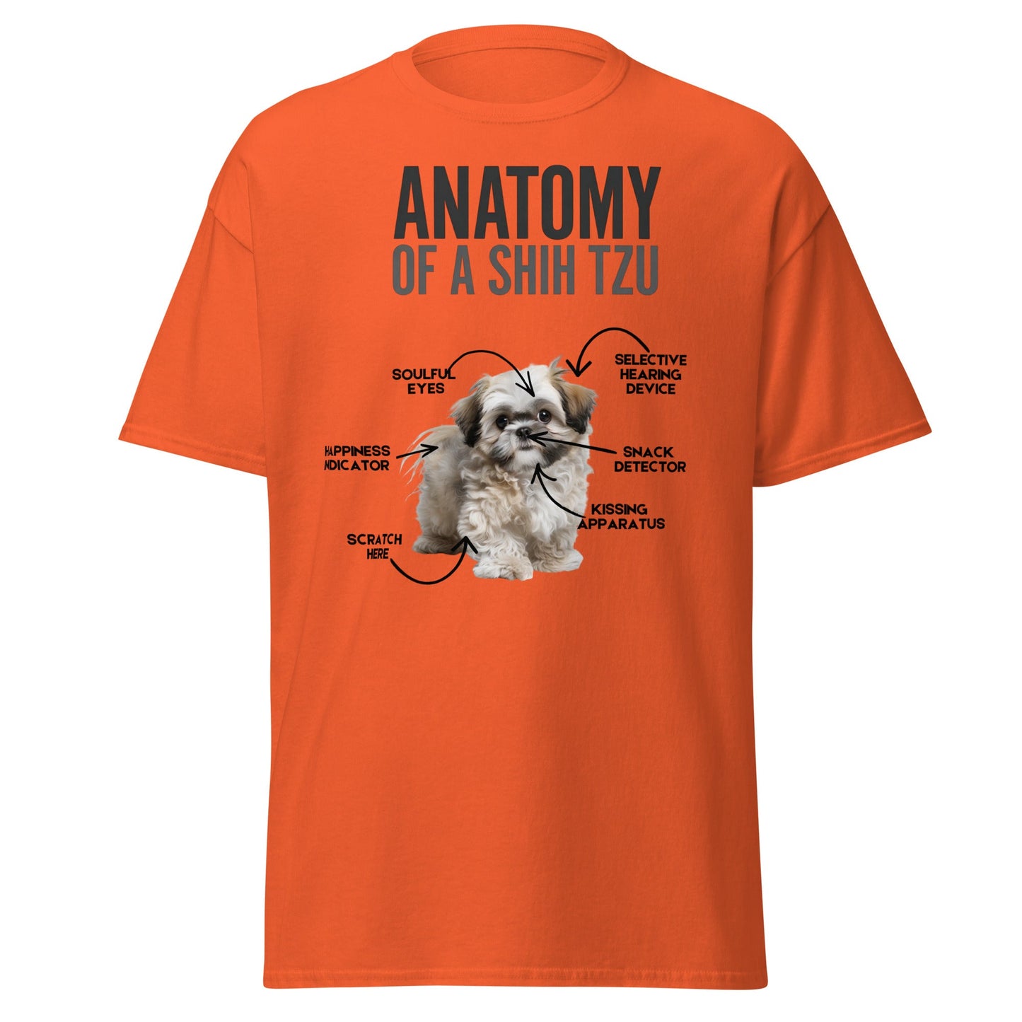Anatomy of a Shih Tzu T-Shirt – Funny Dog Lover Tee - Orange - T-Shirts Online