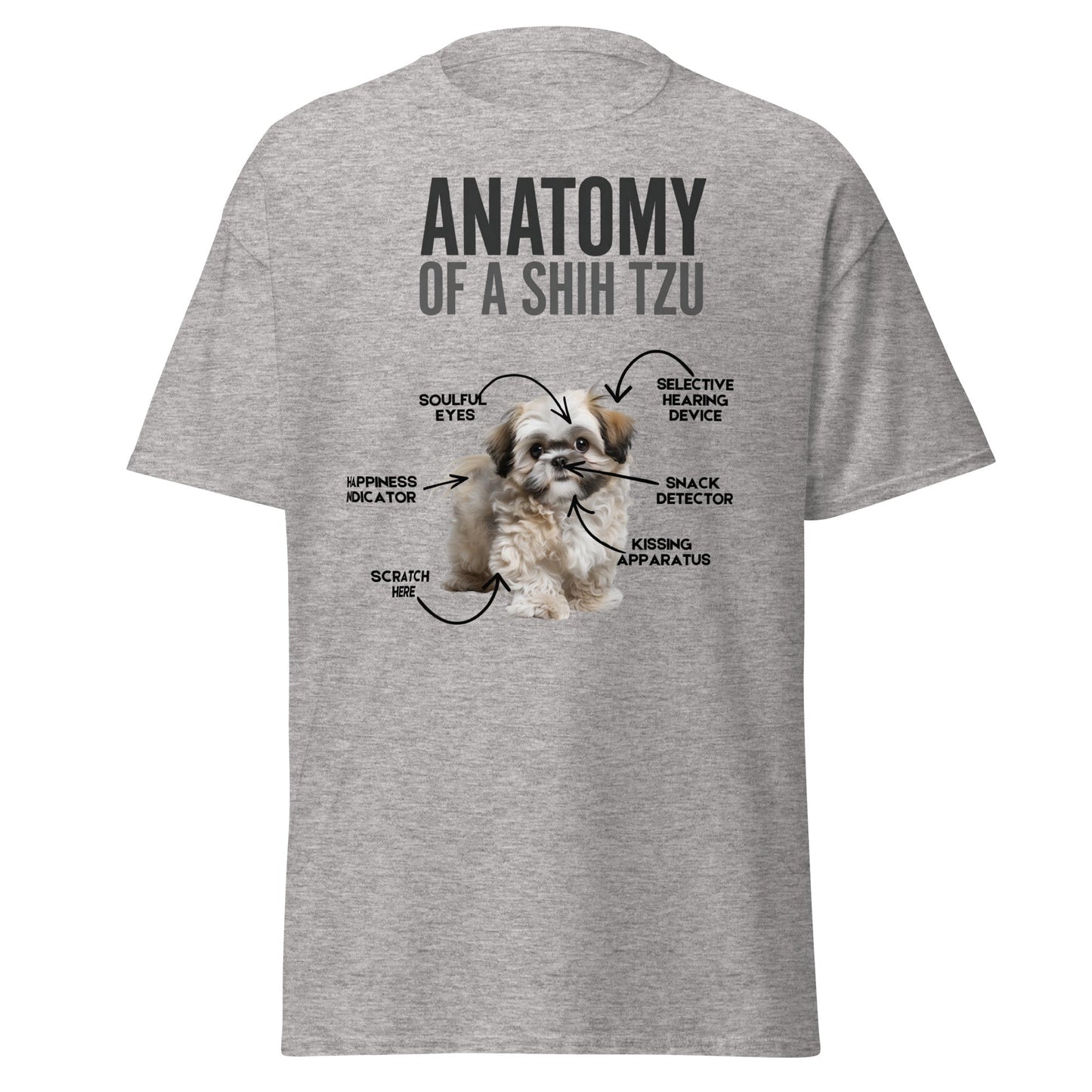 Anatomy of a Shih Tzu T-Shirt – Funny Dog Lover Tee - Sport Grey - T-Shirts Online