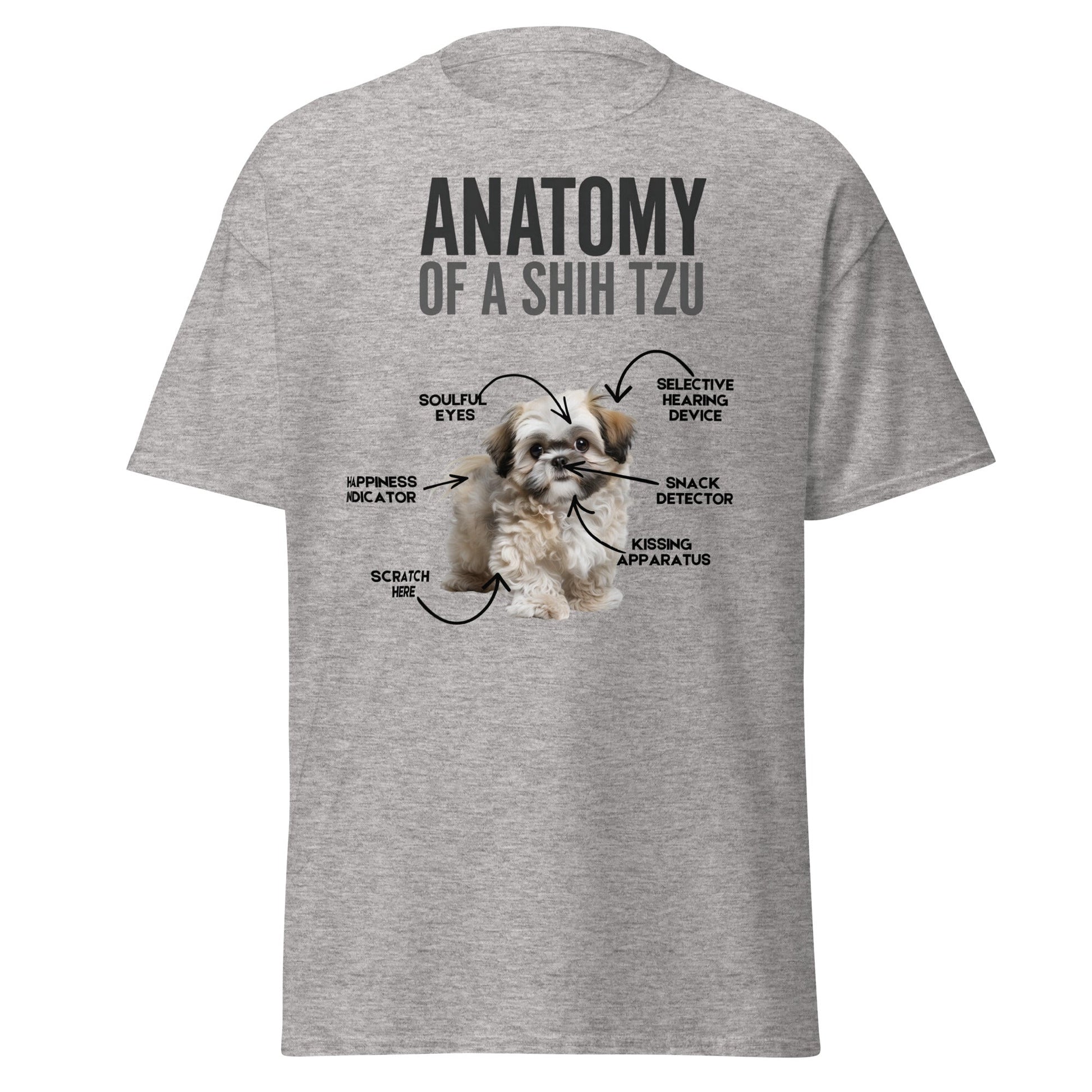Anatomy of a Shih Tzu T-Shirt – Funny Dog Lover Tee - Sport Grey - T-Shirts Online