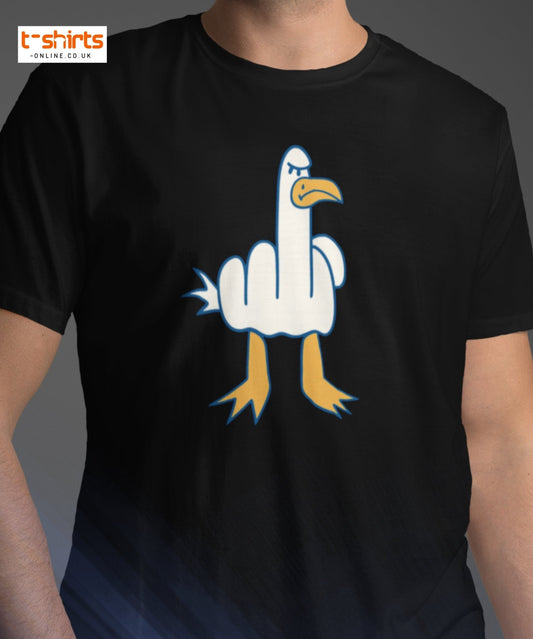 Angry Goose Middle Finger T-Shirt – Funny Cartoon Tee - Black - T-Shirts Online
