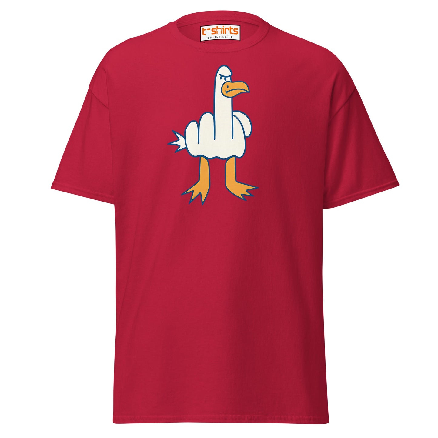Angry Goose Middle Finger T-Shirt – Funny Cartoon Tee - Cardinal - T-Shirts Online