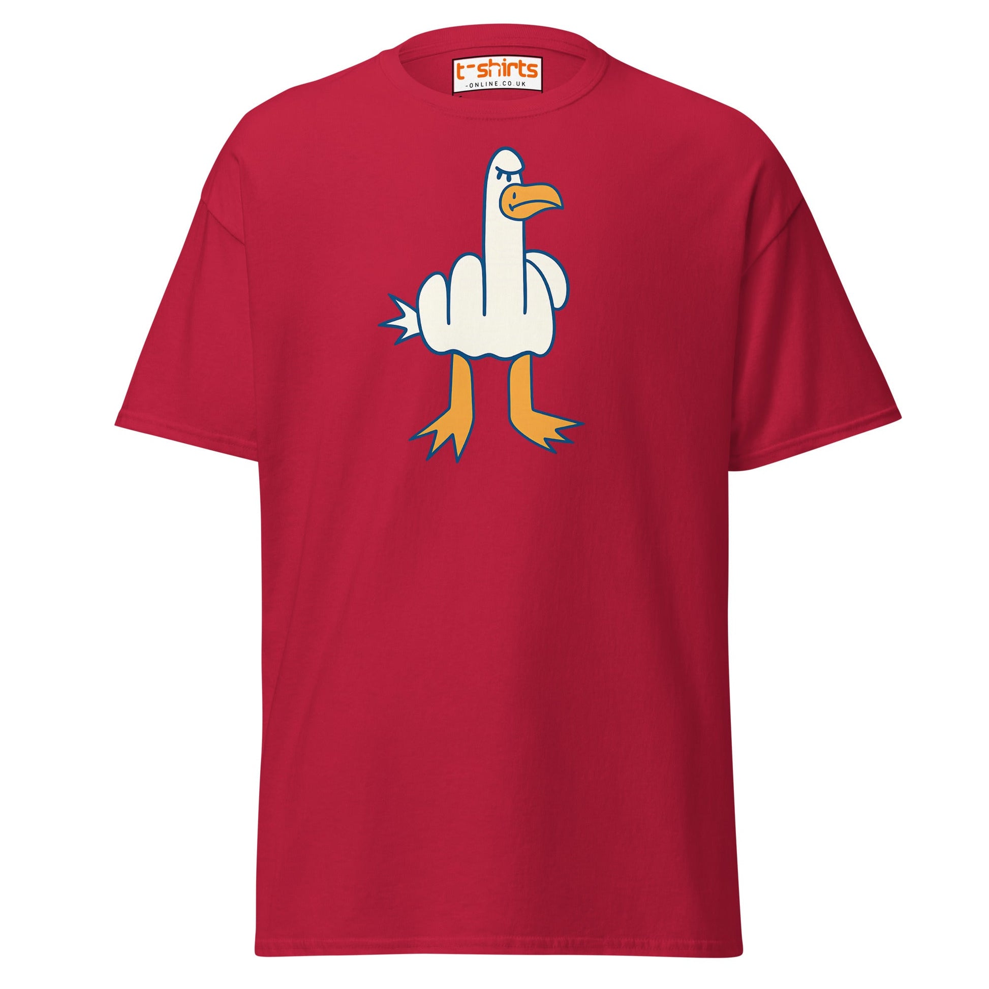 Angry Goose Middle Finger T-Shirt – Funny Cartoon Tee - Cardinal - T-Shirts Online