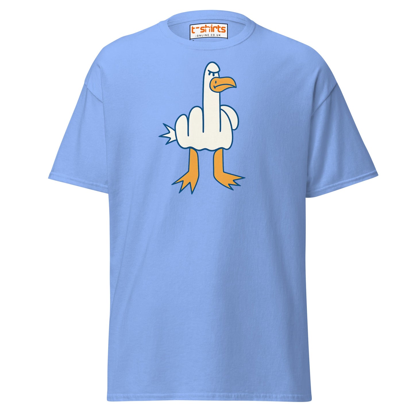 Angry Goose Middle Finger T-Shirt – Funny Cartoon Tee - Carolina Blue - T-Shirts Online