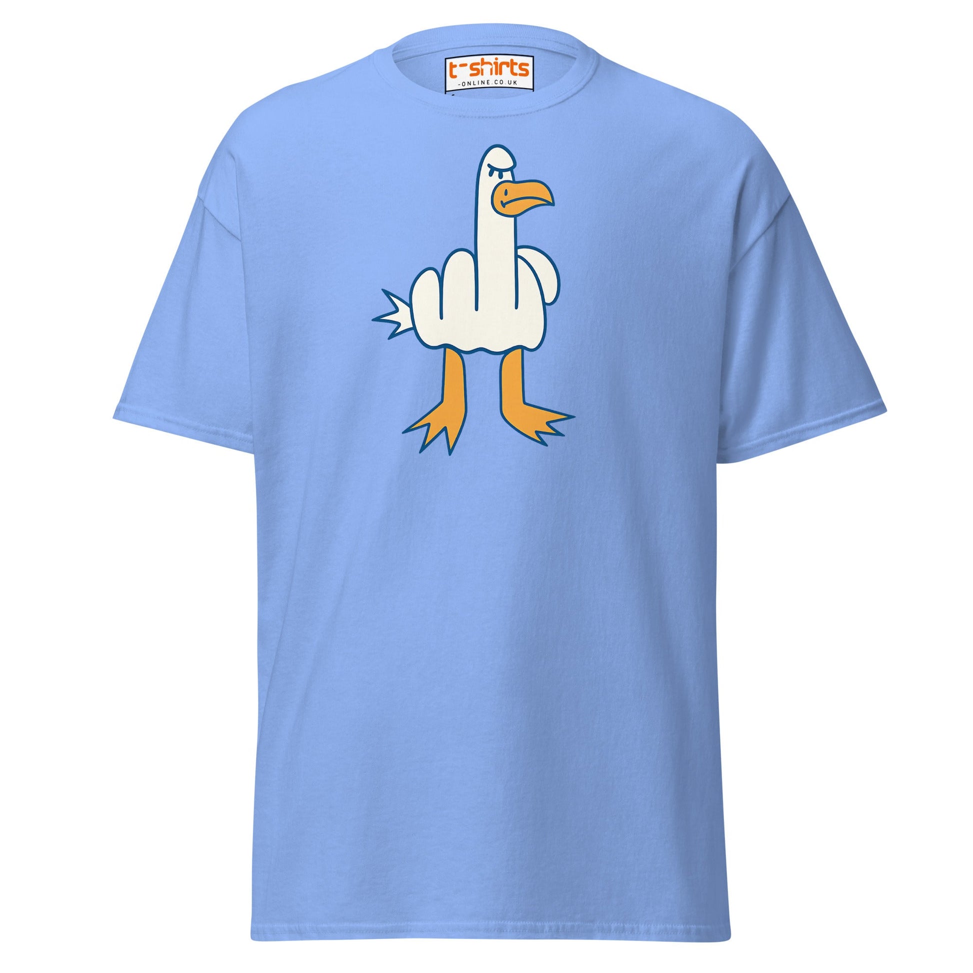 Angry Goose Middle Finger T-Shirt – Funny Cartoon Tee - Carolina Blue - T-Shirts Online