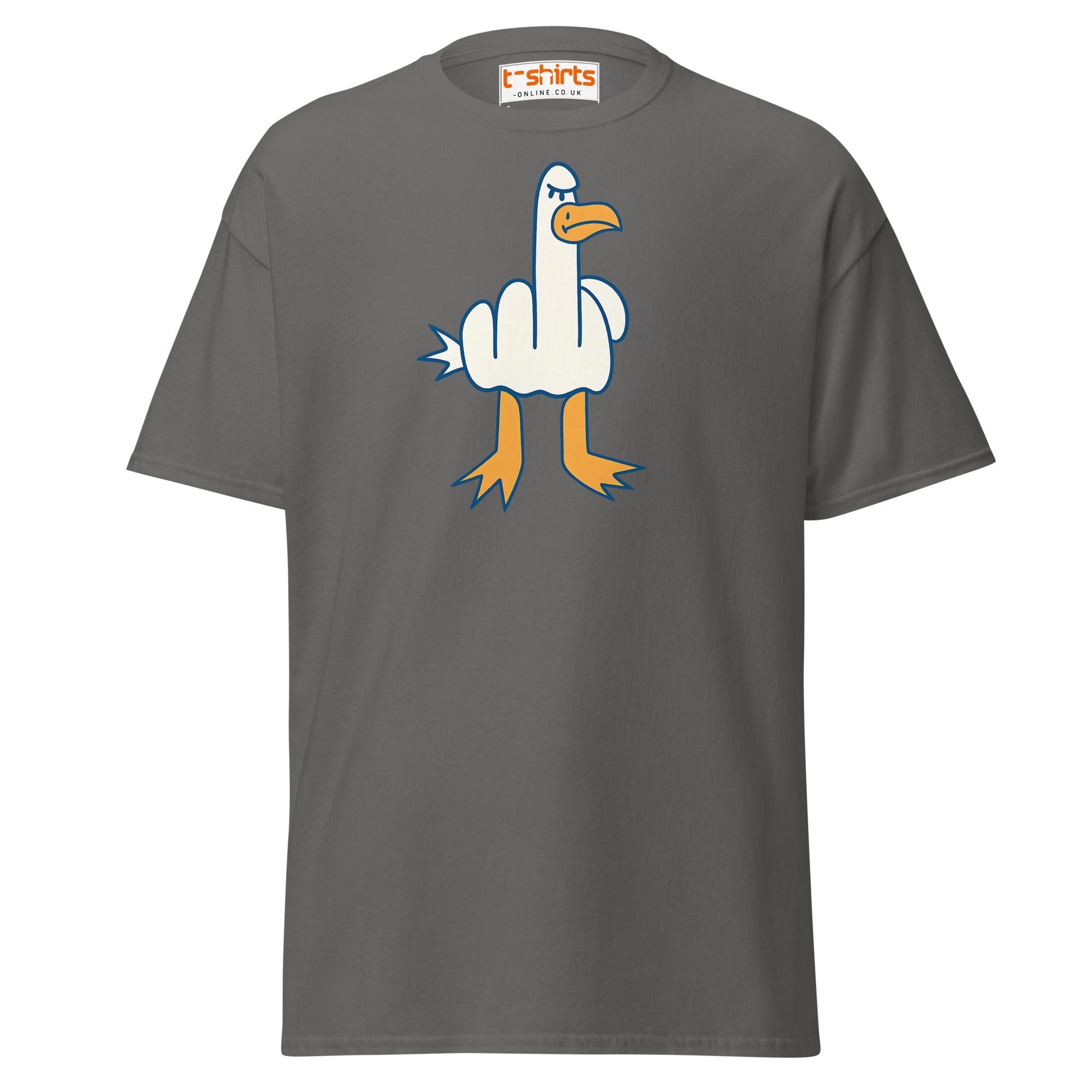 Angry Goose Middle Finger T-Shirt – Funny Cartoon Tee - Charcoal - T-Shirts Online