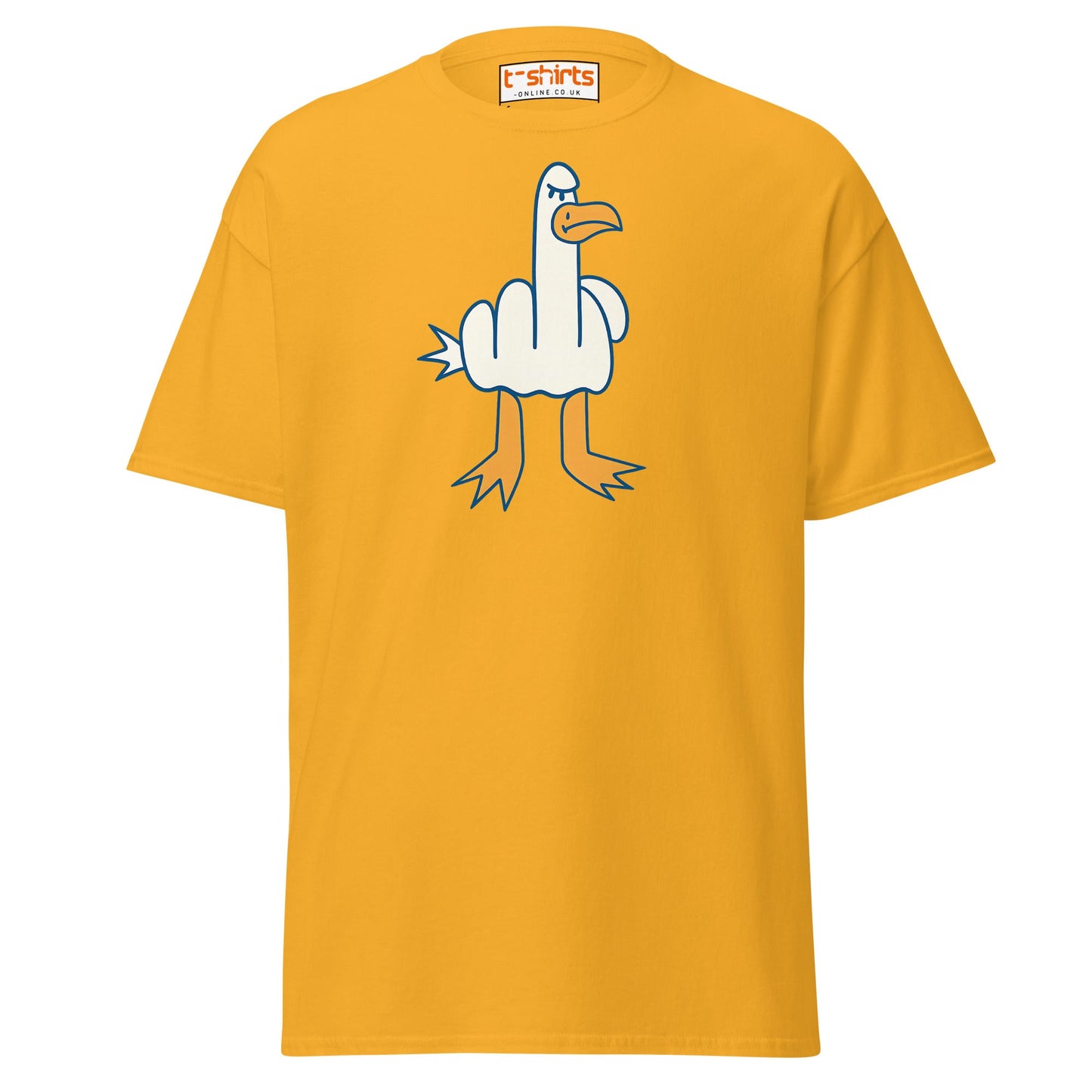 Angry Goose Middle Finger T-Shirt – Funny Cartoon Tee - Gold - T-Shirts Online