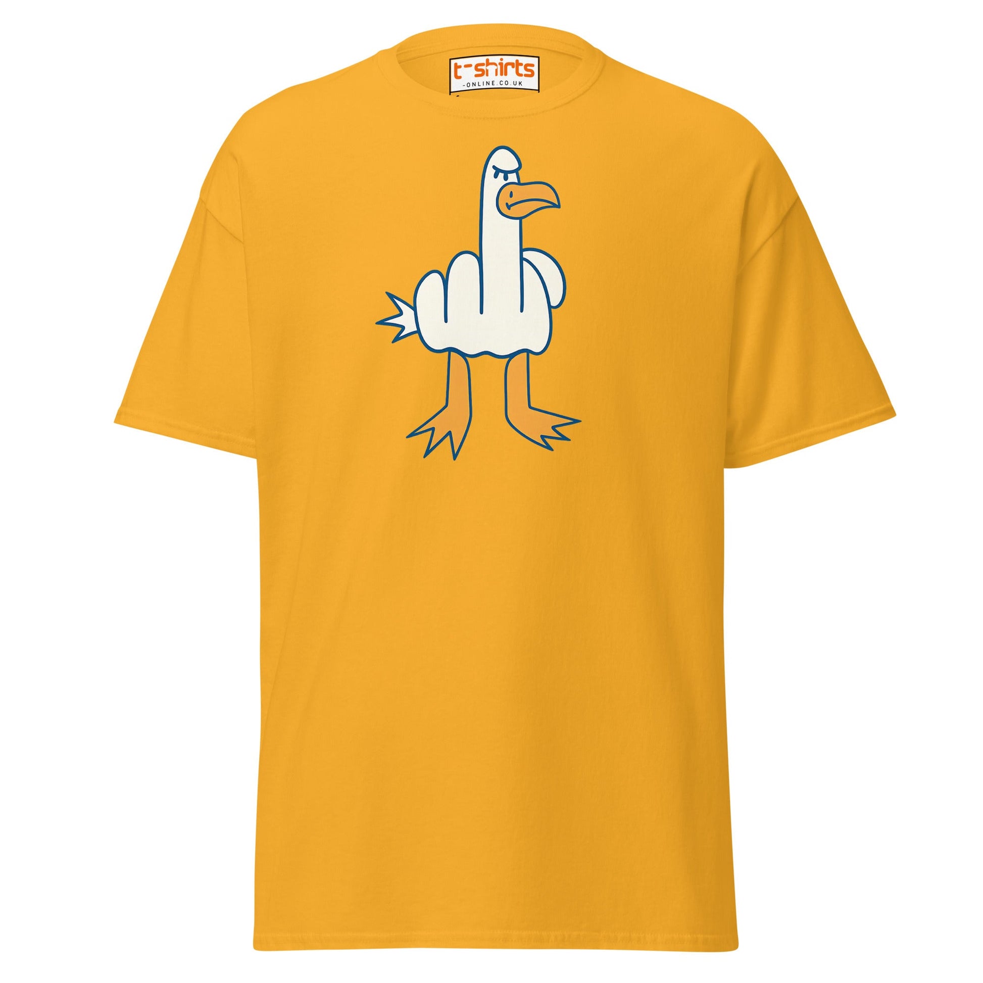 Angry Goose Middle Finger T-Shirt – Funny Cartoon Tee - Gold - T-Shirts Online