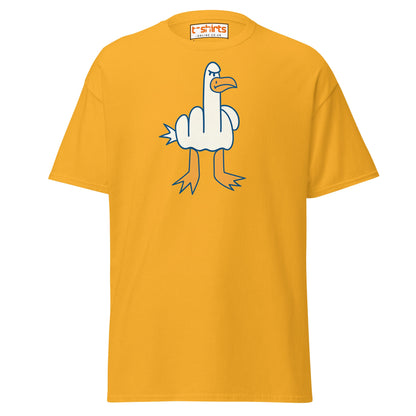 Angry Goose Middle Finger T-Shirt – Funny Cartoon Tee - Gold - T-Shirts Online