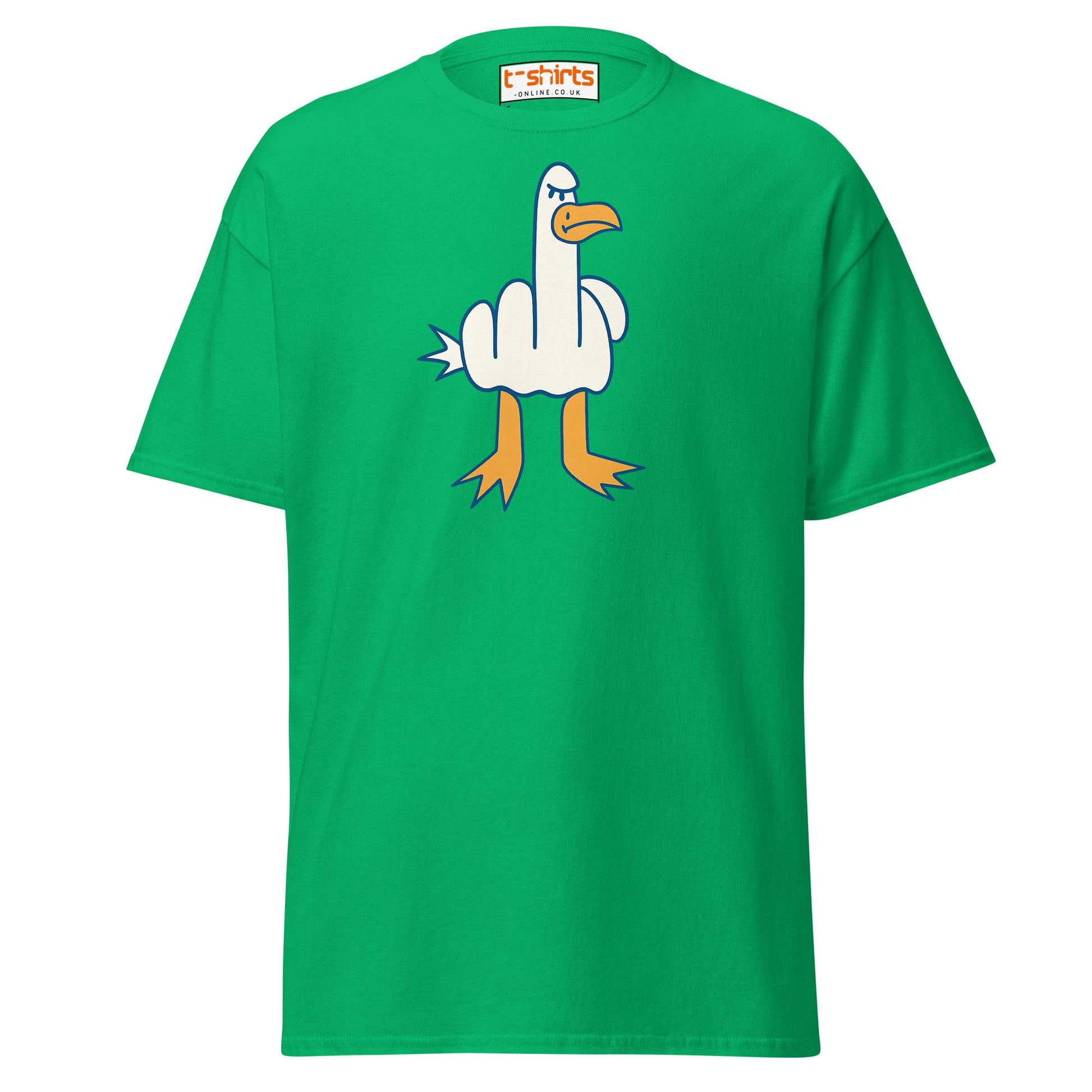 Angry Goose Middle Finger T-Shirt – Funny Cartoon Tee - Irish Green - T-Shirts Online